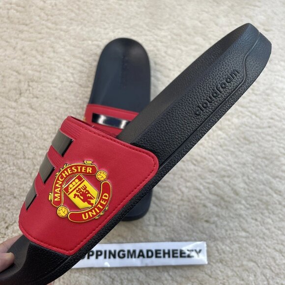 [US 8] MANCHESTER UNITED FC x adidas Adilette Shower Beach Slides Red Black Rare